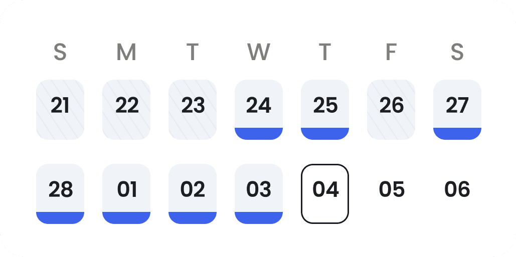 Daily streak calendar preview